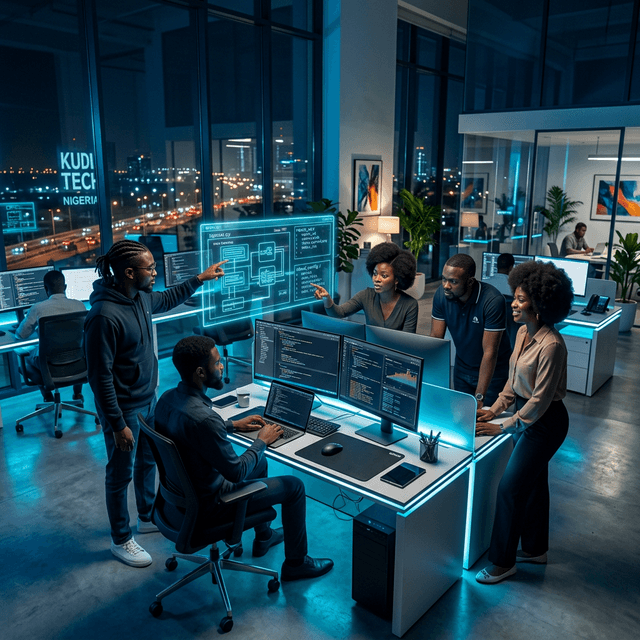 Afrixtech team collaborating in modern office